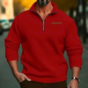 Men's Red Half-Zip Sweater